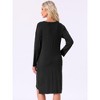 INSPIRE CHIC Women's Nightgown Long Sleeve Slit High Low Hem Rayon Built-in Bra with Pockets Sleepdress Nightwear Pregnancy - 4 of 4