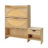 Maliang 47.2" Shoe Storage Cabinet, Rattan Shoe Storage Organizer With 2 Flip Drawers, For Entryway, Hallway, Light Brown - 3 of 4