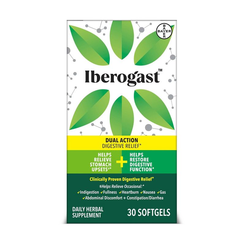 Iberogast Softgels Dual Action Digestive Relief Daily Herbal Supplements - 30ct, 1 of 6