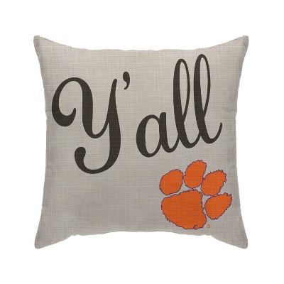 NCAA Clemson Tigers Y'all Decorative Throw Pillow