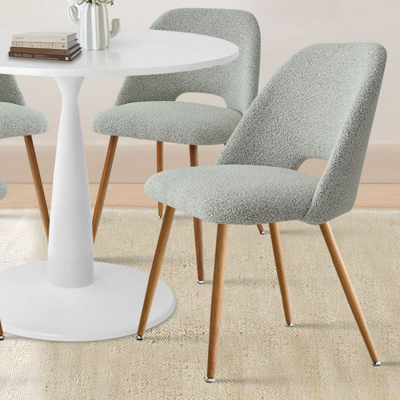 5-Piece Round-Shaped Dining Table Set,35" Round Pedestal Dining Table With 4  Upholstered Bouclé Fabric Dining Chair with Oak Legs-Maison Boucle, 4 of 8
