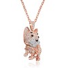 Guili Sterling Silver Rhodium and 18K Gold Plated Enamel and Cubic Zirconia Cat Pendant, a Unique and Elegant Jewelry Design for Cat Lovers - 2 of 3