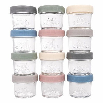 WeeSprout Glass Baby Food Storage Jars with Lids, Reusable Small Containers -  4/8 oz, 8/12 Pack
