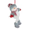 Northlight 14" Gray and Red Plush Snowman Hanging Christmas Ornament - 3 of 4