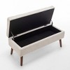 CAVINAS Linen Fabric Storage Ottoman Bench with Tufted Top and Wood Legs,Upholstered Storage Ottoman,Storage Bench for Living Room,Bedroom - 4 of 4