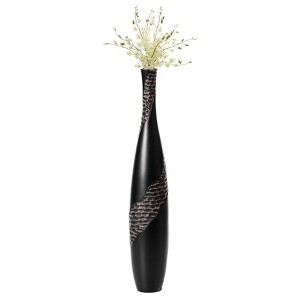 Uniquewise Bottle Shape Decorative Floor Vase, Brown with Cobbled Stone Pattern - Modern Home Decor, Elegant Tall, Ceramic Accent Piece Statement - 1 of 4