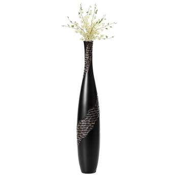 Uniquewise Bottle Shape Decorative Floor Vase, Brown with Cobbled Stone Pattern - Modern Home Decor, Elegant Tall, Ceramic Accent Piece Statement