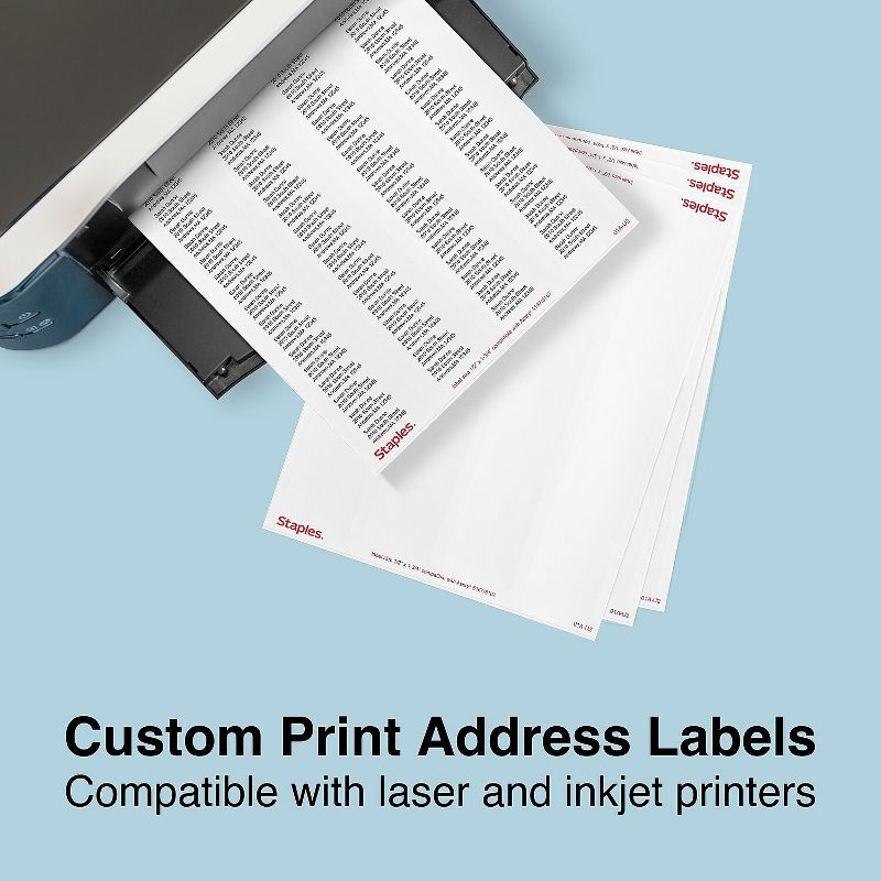 Staples Laser/Inkjet Shipping Labels 0.5"W x 1.75"L White 80 Labels/Sheet 18056/SIWO090, 4 of 6