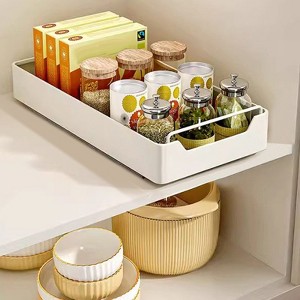 Slide Out Cabinet Organizer, Sliding Drawer Pantry Shelf With Damping Guide, Nylon Adhesive, Heavy Duty Slide Out Pantry Shelves For Kitchen - 1 of 4