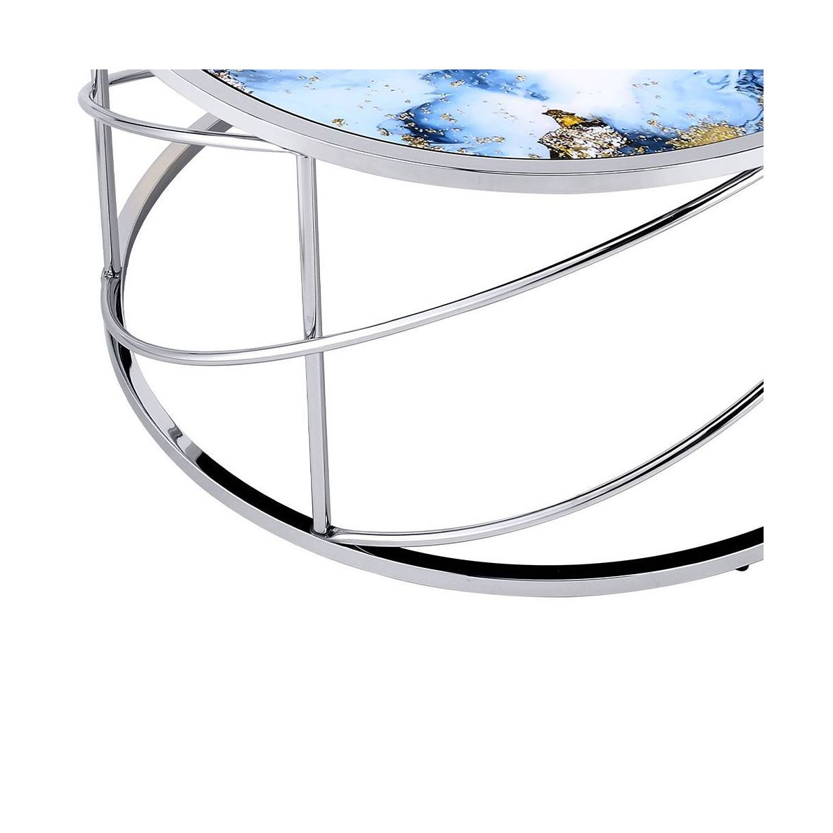 Acme Furniture Lyda Coffee Table Blue Marble Print/Chrome Finish - thumbnail 5