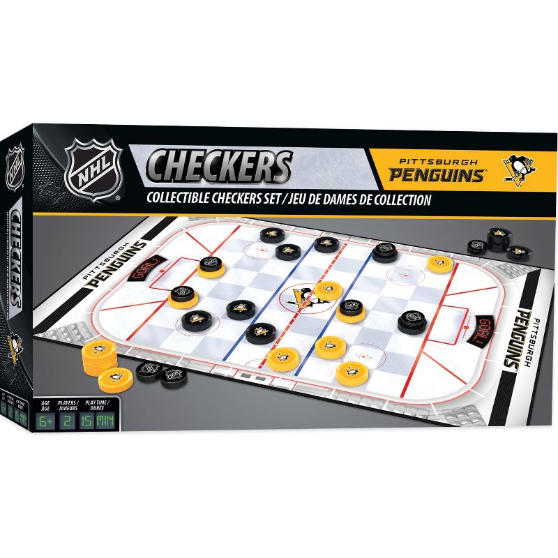 MasterPieces Officially licensed NHL Pittsburgh Penguins Checkers Board Game for Families and Kids ages 6 and Up, 2 of 7