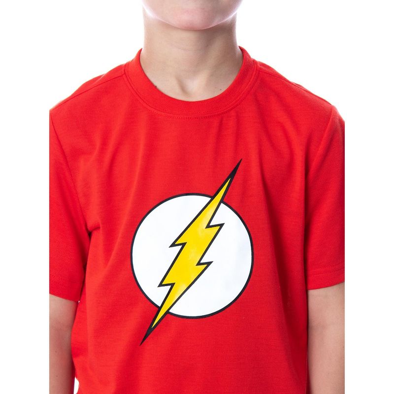 DC Comics Big Boys' The Flash Logo Short Sleeve Shirt Pajama Short Set Red, 4 of 6