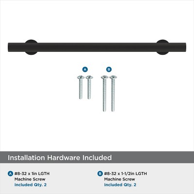 Matte Black 6-5/16 inch Center-to-Center Cylindrical Bar Cabinet Pull