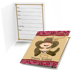 Big Dot of Happiness Little Cowboy - Western Fill-In Baby Shower or Birthday Party Invitations (8 count) - 1 of 4