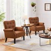 Yaheetech Set of 2 Mid-century Modern Faux Leather Armchair with Tufted High Back for Living Room, Bedroom, Retro Brown - 2 of 4