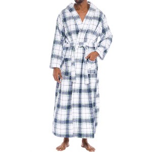 ADR Men's Robe, Plush Fleece Hooded Bathrobe Man, Long Warm Cozy Bath Robe Man - 1 of 4