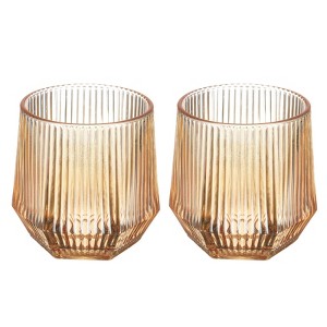 Unique Bargains Stemless Whiskey Glasses with Vertical Stripe 2 Pcs - 1 of 4