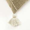 HomeRoots Khaki Cream Kantha Stitch Tasseled Throw Pillow - 4 of 4