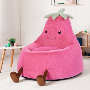 Spassway Cartoon Eggplant Bean Bag Chair with Faux Rabbit Fur Cover for Kids Memory Foam Bean Bag Sofa Reading Seats for Playroom Living Room Bedroom - 1 of 4