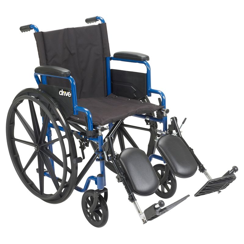 Drive Medical Blue Streak Wheelchair with Flip Back Desk Arms, Elevating Leg Rests, 18" Seat, 1 of 8