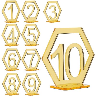 Hexagon Acrylic Table Numbers 1-10 (3.5 x 4 in)