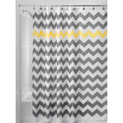 Chevron Polyester Shower Curtain Gray, Yellow And White Shower Curtain Target