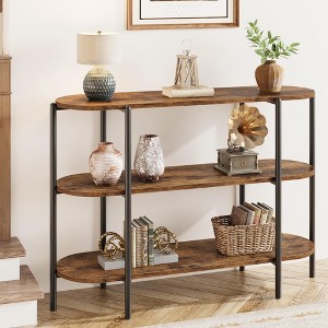 Entryway Console Table, 3 Tier Industrial Metal Sofa Table 47.2" Behind Couch Table - 1 of 4