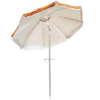 6.5' x 6.5' Portable Sunshade Beach Umbrellas with Tilt Aluminum Pole and Carrying Bag Orange - Wellfor