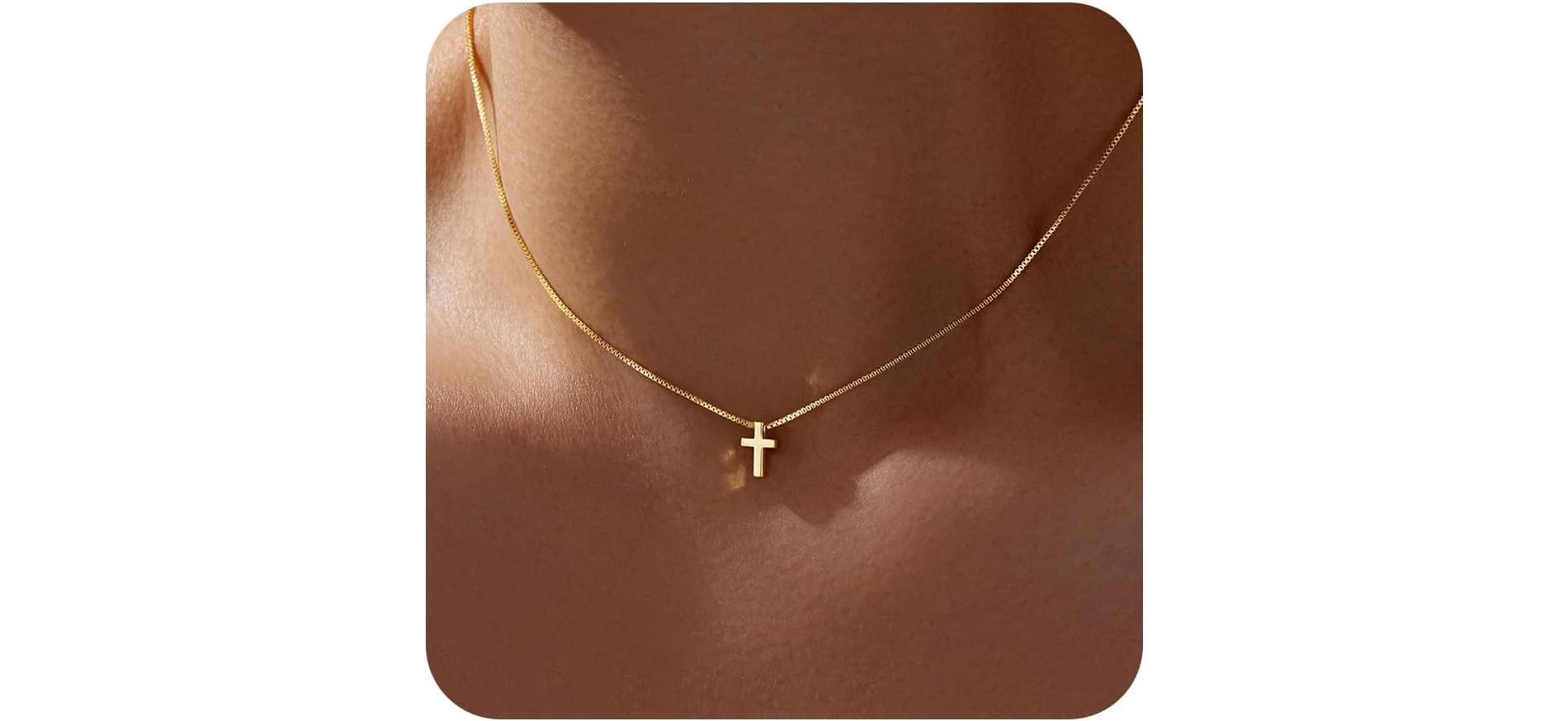 Dainty Cute 14K Gold Silver Plated Cross Pendant Jewelry Non Tarnish Waterproof