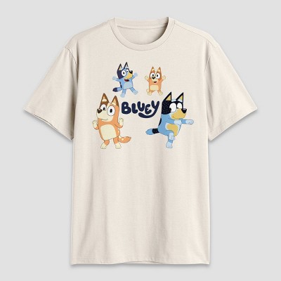 Men's Bluey Family Short Sleeve Crewneck T-Shirt - Beige