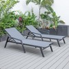 LeisureMod Marlin Patio Chaise Lounge Chair With Armrests in Black Aluminum Frame Set of 2 - 4 of 4