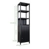 Modern Bathroom Storage Organizer,Bamboo Storage Cabinet with Shelves And Slatted Door,Kitchen Freestanding Linen Tower Cabinet-Cuddlewood - 4 of 4