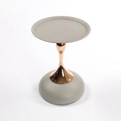 SYFERLORY Mermaid Tail End Coffee Table Round Side Table, Modern Metal Pedestal