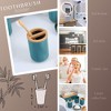Evideco French Home Goods Elegant Toothbrush Holder with Bamboo Top - Modern Bathroom Organizer for Toothbrush & Toothpaste - 3 of 4