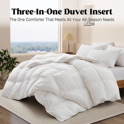 King Size White Goose Down 3-in-1 Comforter with Corner Tabs