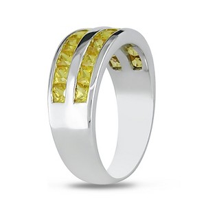 EVERLY JEWELRY | Sterling Silver 2 3/8 CT TGW Orange Sapphire Double Row Wide Band Ring - 1 of 4