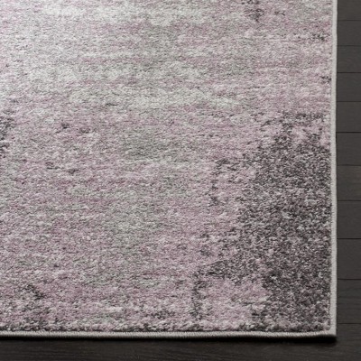Gray and Purple Synthetic Modern Runner Rug, 2'6" x 6'