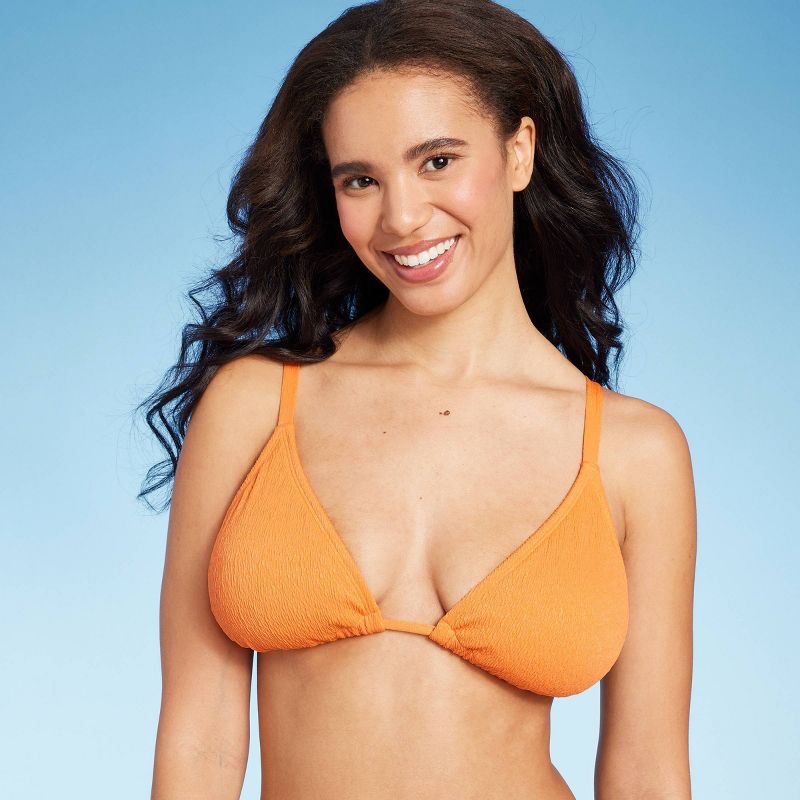Women's Crepe Triangle Bikini Top - Shade & Shore™ Orange, 3 of 5