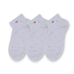 Anna-Kaci 3-Pack Women's Cotton Ankle Socks with Embroidered Dog and Dotted Knit Pattern - 1 of 4