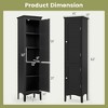 Costway Tall Bathroom Floor Cabinet Narrow Linen Tower with 2 Doors & Adjustable Shelf Black/Coffee/Grey - 3 of 4