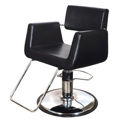 Chromium Brooklyn Professional Salon Styling Chair with High Density Foam Cushions and Steel Construction for Hair Cutting, Styling, and Perms, Black