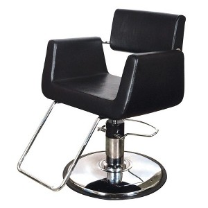 Chromium Brooklyn Professional Salon Styling Chair with High Density Foam Cushions and Steel Construction for Hair Cutting, Styling, and Perms, Black - 1 of 4