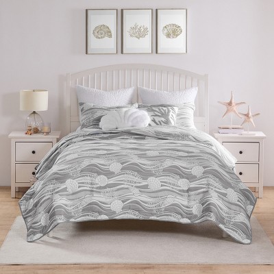 Greenland Home Fashions Dover Harbor Gray Coverlet Set