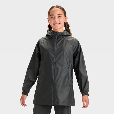 Girls Solid Rain Coat All In Motion Black L Target