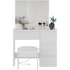 Makeup Vanity Desk, Adult Dressing Table, Dressing Table with Mirror And Light, Power Outlet Dressing, Makeup Table with Stool & 4 Drawers - 2 of 4
