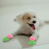 Unique Bargains Dog Cats Non-Slip Socks Frog Pattern Paw Protection and Traction Pink Green 4 Pcs - 4 of 4