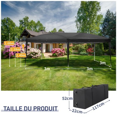 Karl Home | 20 Ft. W x 10 Ft. D Black Steel Pop-Up Canopy with Four 10 FT. Windows and Two 10 FT. Doors