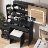 Modern Vanity Desk, Makeup Vanity Desk With Sliding Mirror, Dressing Table With 4 Drawers, Storage Shelves & Stool for Bedroom, Cloakroom - 4 of 4