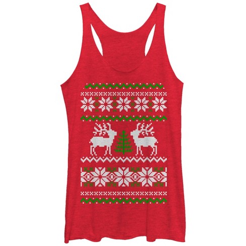 Wild Bobby, They Call Me Snowmeiser I'm Too Much Ugly Christmas Sweater  Women Racerback Tank Top, Raspberry, Small 