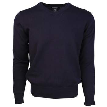 Men's Modern Fit Solid V-neck Cotton Sweater